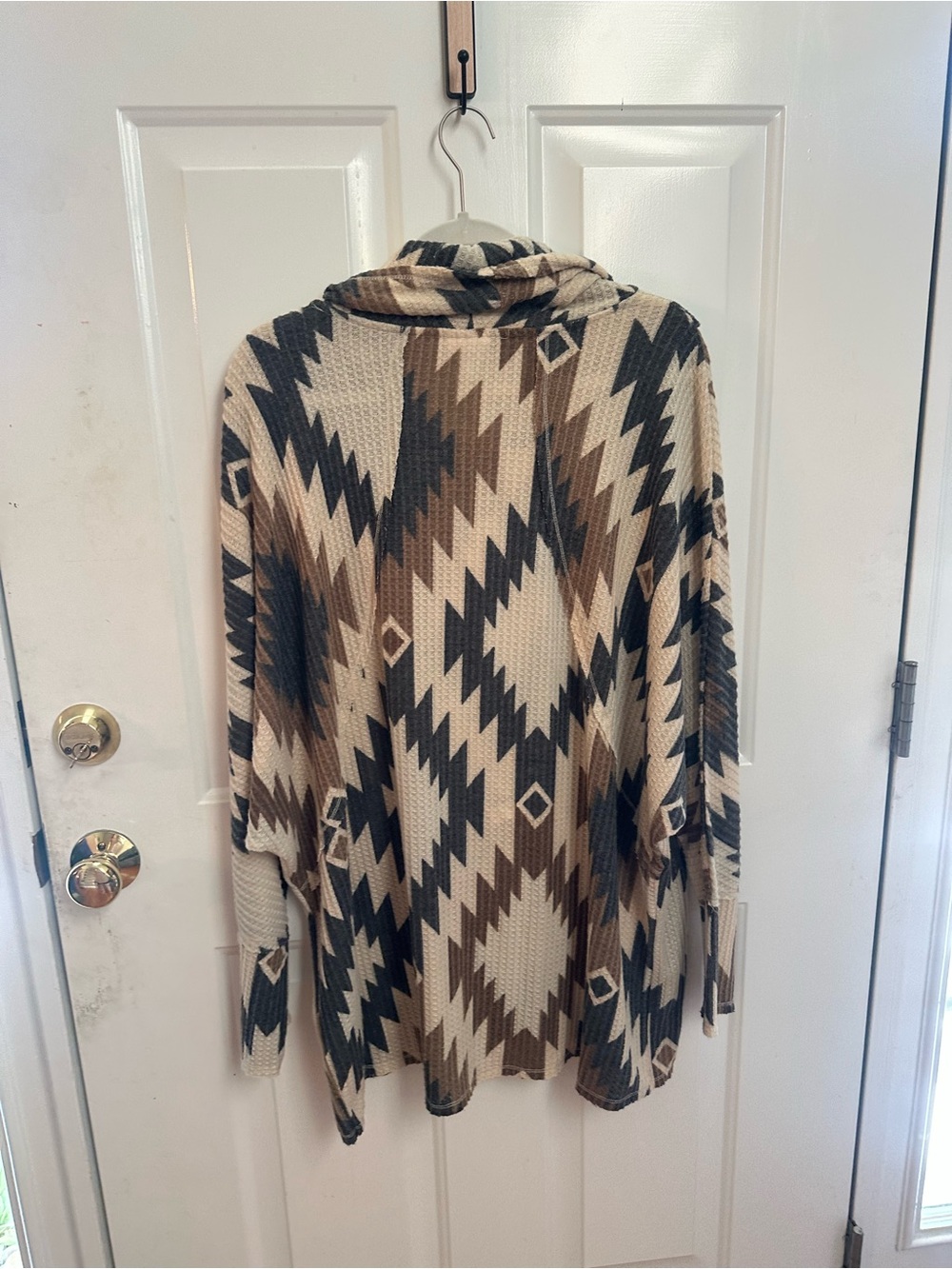 LuLaRoe Aztec Cowl Neck Top - Brown Black Cream - Picture 2 of 4
